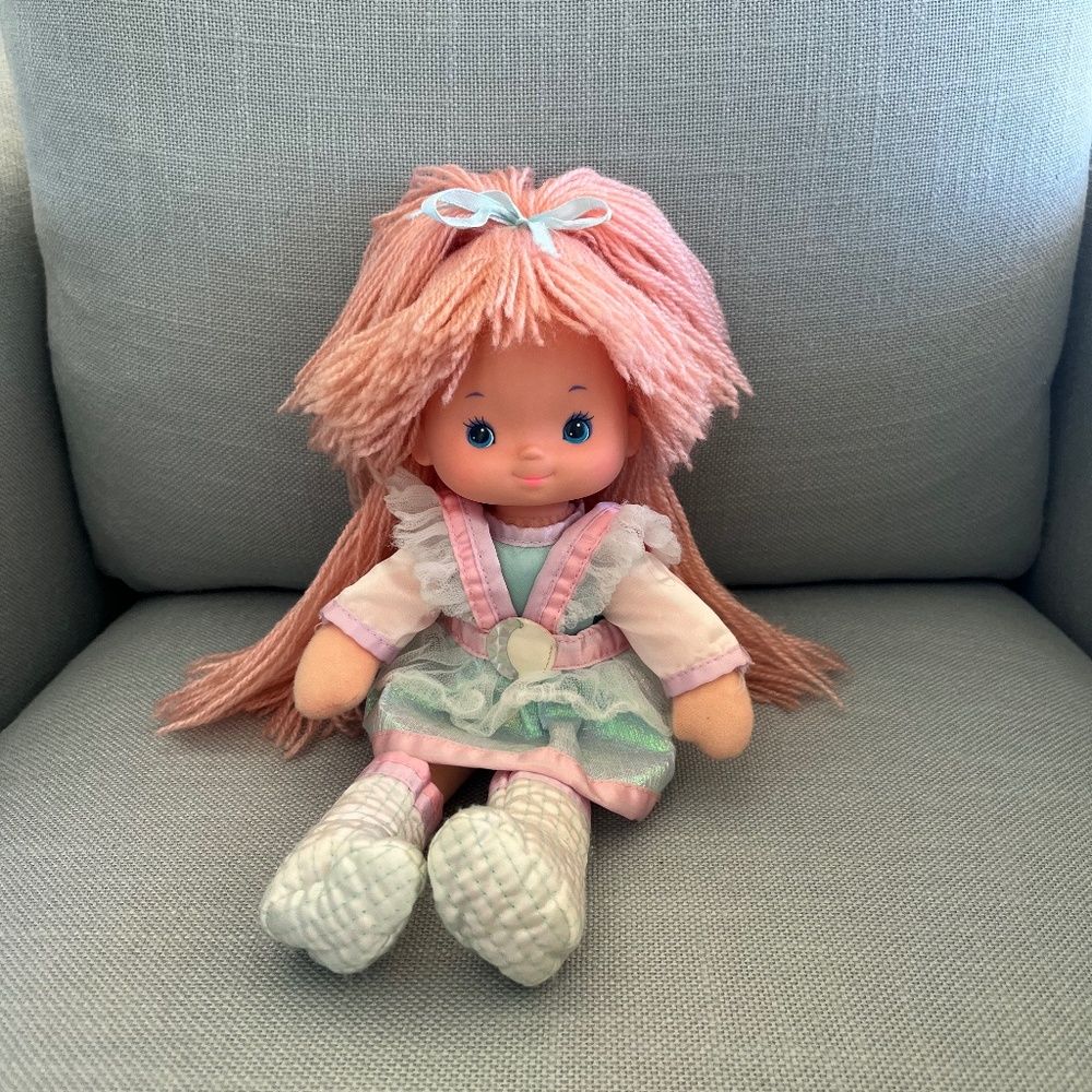 Vintage 1983 Rainbow Brite Moonglow Doll Hallmark Mattel HTF Pink Hair Plush 80s